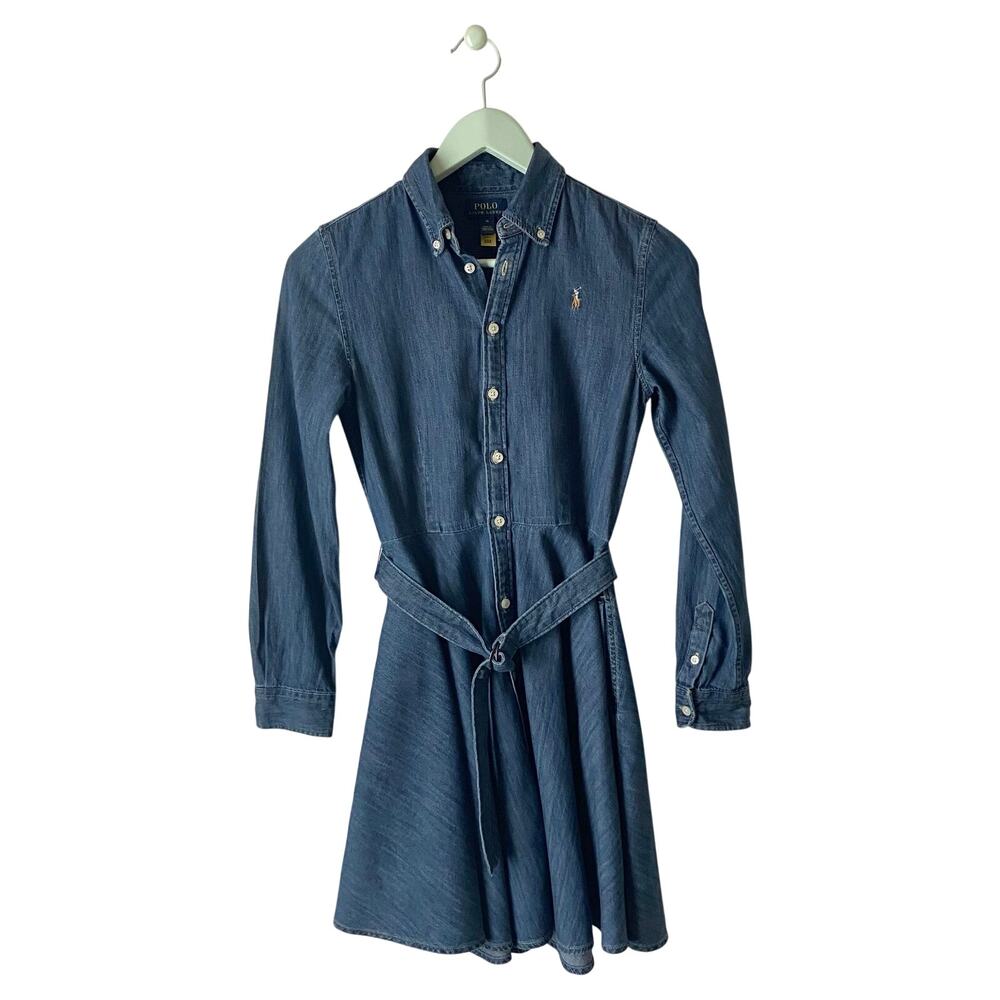 Polo Ralph Lauren Belted Denim Shirtdress Girl's Size 14